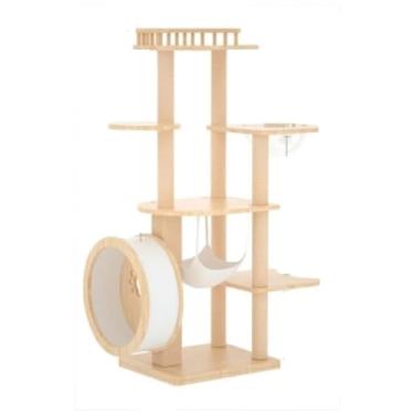 Imagem de Gato coçando plataforma jogo quadro de escalada gatos esteira sofá produtos para animais de estimação madeira maciça gatos ninho torre teto árvore condomínio(B)