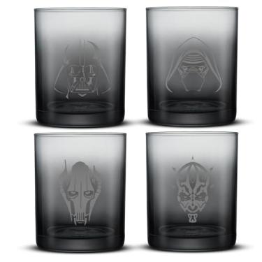 Imagem de JoyJolt Conjunto de 4 Copos de Vidro Star Wars Dark Side, 14oz, Lowball com Darth Vader, Darth Maul, Kylo Ren e General Grievous