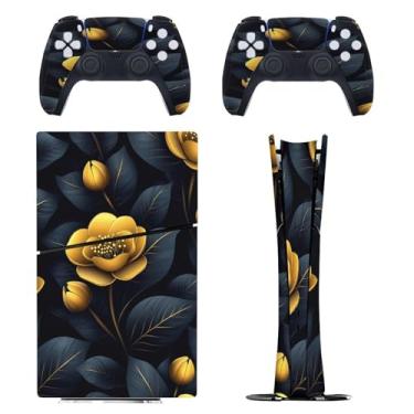 Imagem de Skin for PS5 Slim Digital Edition, capa adesiva para console e controle PlayStation 5, película protetora removível fácil de envolver acessórios para jogos, decalque capa completa - flor