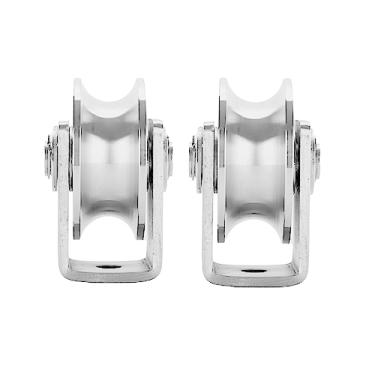 Imagem de VUYBVY 2Pcs Aço Inoxidável U Groove Roda Rodízio Resistente Pista Rígida Polia Roda Portão Deslizante Rolos com Suporte para Portão Deslizante, Portão Rolante, Pista Invertida, Máquinas Industriais