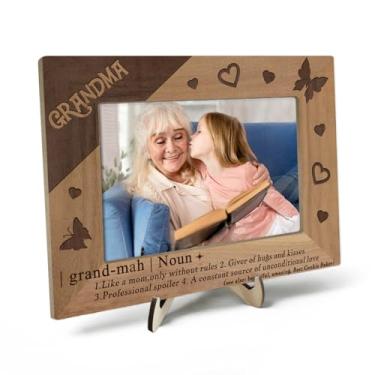 Imagem de KLYTINK Presentes para vovó, melhor porta-retratos de avó, porta-retratos para avó, presentes de Dia das Mães para avó, aniversário, Natal, vovó e eu, foto 10 x 15 (marrom-vovó)