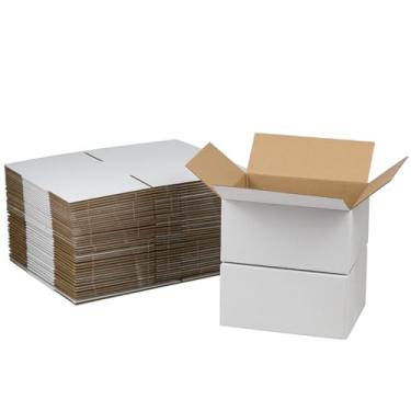 Imagem de HESESOH Conjunto de caixas de transporte de 8x6x4 polegadas, 40, caixa de papelão ondulado branco, mailer de literatura para embalar pequenas empresas