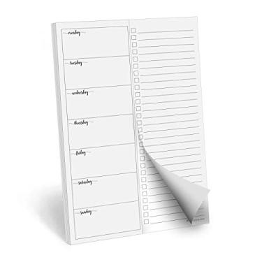 Imagem de 321Done Bloco de notas magnético do plano semanal – Lista de verificação feito nos EUA – duas colunas, 50 folhas (13,5 x 21,5 cm) bloco de notas pequeno para planejamento semanal bloco de notas de menu de refeições, agenda de compras de supermercado, início de segunda-feira