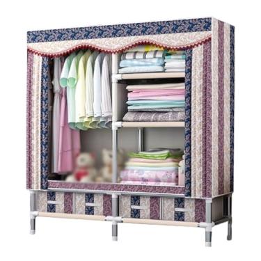 Imagem de Guarda-roupa Armário de guarda-roupa forte autônomo rack de roupas com gavetas armário de guarda-roupa para pendurar roupas organizador de armazenamento armário