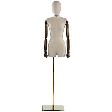 Imagem de Multiuso Manequim de aço de vidro Manequim de meio corpo feminino Manequim de superfície de serapilheira com suporte destacável Altura total ajustável Janela