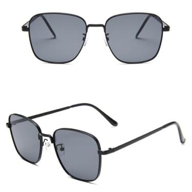 Imagem de HCHES Óculos de sol femininos antirreflexo espelho solar vintage metal óculos de sol masculino óculos de sol de condução uv400, preto, tamanho único