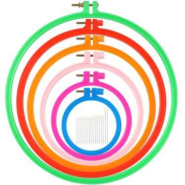 Imagem de Phinus Bastidor De Bordado De 6 Peças, 6 Tamanhos, Bastidor Redondo De Plástico Para Ponto Cruz Com 16 Agulhas (3,6 Pol. A 10,7 Pol.), Bastidor Pequeno Para Bordado, Bastidores Para Ponto Cruz, Mold