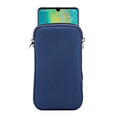 Imagem de Bolsa de bolso de malha de neoprene com zíper para iPhone 16 Plus 15 Plus iPhone 15 14 13 Pro Max 12 Pro Max Google Pixel 8/7 Pro 6 Pro OnePlus 12 11 Moto G Power 2022 (azul)