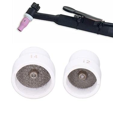 Imagem de Copo de Soldagem Tig, Kit de Conjunto de Acessórios de Bico Cerâmico, Resistente a Altas Temperaturas, 12#/14# para Pistola de Soldagem Série Wp9/17/18/20/25/26 (Branco)