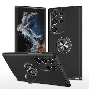 Imagem de LTLMYDAM Capa fina para Samsung Galaxy S25 Ultra/S25 Plus/S25, capa de telefone com anel giratório com suporte antiqueda, suporte de sucção magnética para veículos, preta, S25