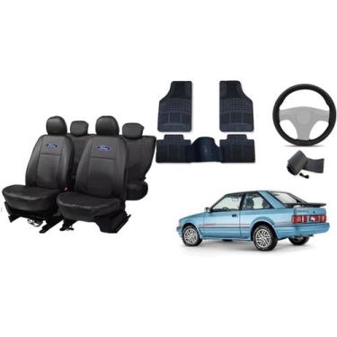 Imagem de Kit Capa de Couro Personalizado Escort 83-95 + Tapetes e Volante - aer