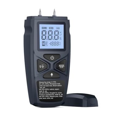 Imagem de Mulcort Medidor de umidade de madeira termômetro para madeira dura papel de madeira macia ervas de bambu visor LCD de alta precisão e resposta rápida de dados mantém bateria fraca, indicação de 4