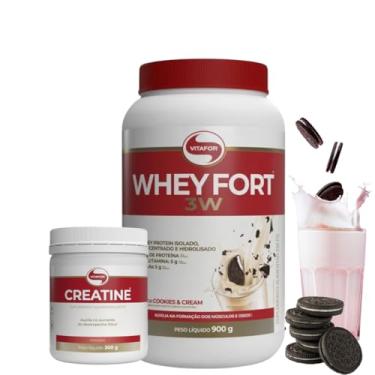Imagem de Combo Whey Fort 3W 900g Vitafor Proteina Isolado/concentrado Original e Creatina Creatine 300g Vitafor Monohidratada (900, Cookies)