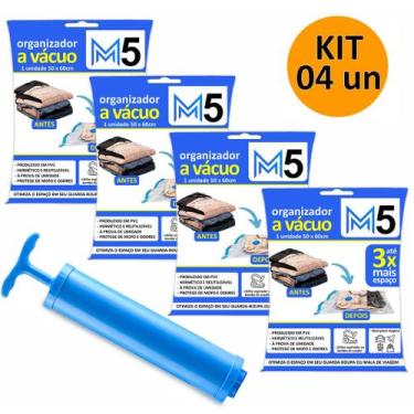 Imagem de Kit 4 Saco a Vácuo 50x60cm Organizador Hermético para Mala de Viagem G