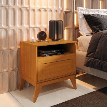 Imagem de Mesa de Cabeceira Siena tampo e pés em MDF com 1 Gaveta