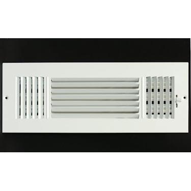 Imagem de Grade de fornecimento de ar de 3 vias 61.0 cm X 15.2 cm - Tampa de ventilação e difusor - Face plana estampada - branca [Dimensões externas: 65,75" L X 7,75" h]