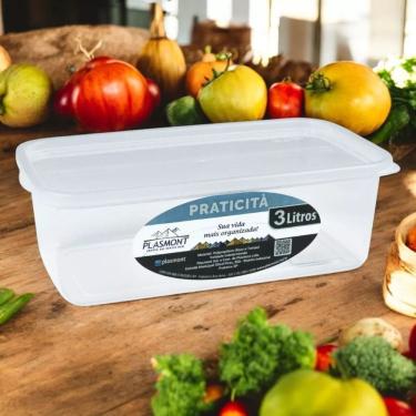Imagem de Pote Praticità 3Litros Retangular Transparente Hermetico - Pode ir ao Microondas Freezer Lava Louça - PANAMI
