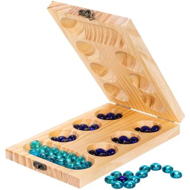 Imagem de Conjunto de jogos de tabuleiro Mancala OZFRHO Wooden com instruções