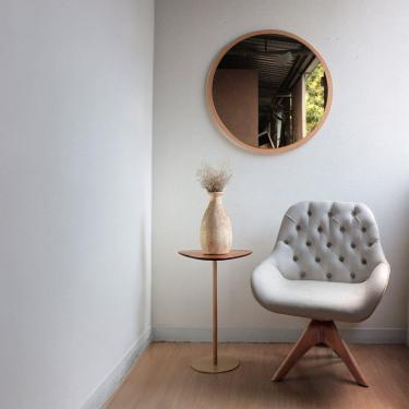 Imagem de Mesa Lateral Afrodite Paleta Base de Aço Inoxidável 55cm Dourado