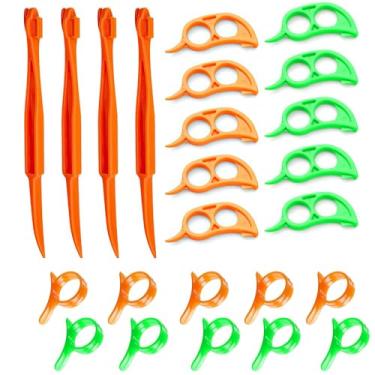 Imagem de Cielasis 24 peças de descascadores de cítricos de laranja, cortador de plástico fácil de frutas e legumes, cortador de plástico fácil de descascar, removedor de descascador, acessórios de cozinha,
