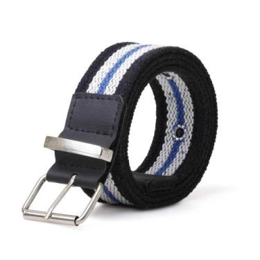 Imagem de Cinto Gorgurão Mesclado Preto/Azul - Fivela Rolete - Bless
