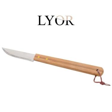 Imagem de Faca Aço Inox Cabo Em Madeira Bambú Casa Churrasco 37cm 1927 - Lyor