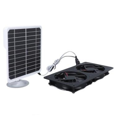 Imagem de 20W Kit de Ventilador de Painel Solar Com fã de Exaustão Duplo para Galinheiro Galpão de Animais de Estimação do Lado de Fora para fã de Energia Solar de Estufa