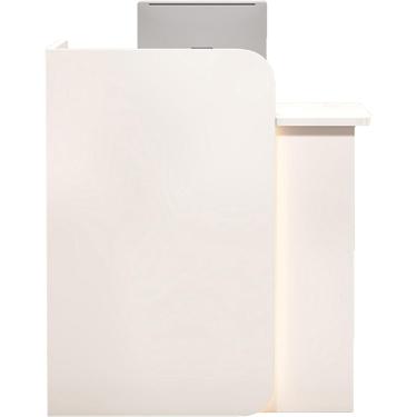 Imagem de Mesa de recepção pequena, balcão espesso, balcão de caixa de varejo com gavetas bloqueáveis, sala de recepção, lobby, varejo, loja, salão de beleza, sala de aula de pódio, escritório, branco + branco