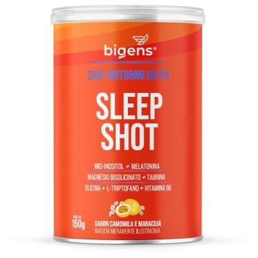 Imagem de Sleep Shot, Shot Noturno, Melatonina, Glicina, Magnésio, Inositol, 150g, Sabor Camomila e Maracujá, Bigens (Unidade)