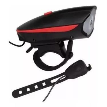 Imagem de Lanterna farol led bike c/ buzina a pilha - LUATEK, Vermelho