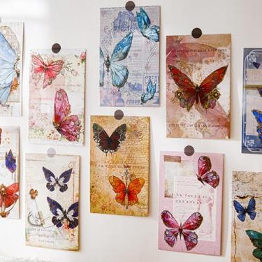 Imagem de Cartões postais de papel, cartões postais de viagem com tema de borboleta que brilha no escuro, conjunto de 30 cartões comemorativos de estilo retrô, perfeito para livro de visitas de festa de