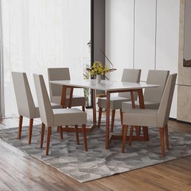 Imagem de Conjunto Sala De Jantar Madeira Maciça Com Vidro 6 Cadeiras Califórnia