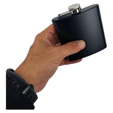 Imagem de Cantil De Inox Na Cor Preto 180Ml