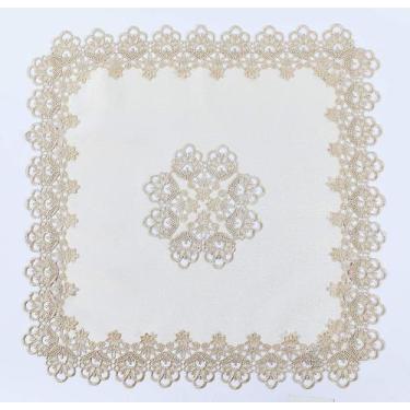 Imagem de Centro Toalha de Mesa Bordado Veneza Bege 85x85cm Jolitex
