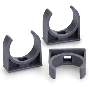 Imagem de Braçadeiras de tubo de PVC em forma de U de 32 mm/1,26" (cinza), suporte de gancho de mangueira, alta resistência para encanamento doméstico, bandejas de TV, abastecimento de água, tubulação de jardim