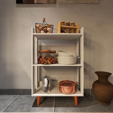 Imagem de Balcão de Cozinha Organizador Com Pés de Madeira Maciça Armário Compac