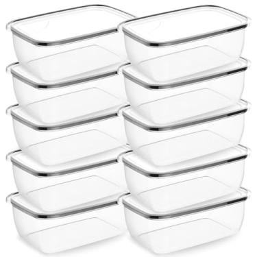 Imagem de Kit 10 Potes Plásticos 1350ml Transparentes Container Retangular