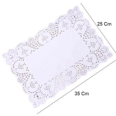 Imagem de Doilies de Papel Rendado Bandeja Decorada 24 Peças Grande Retangular T