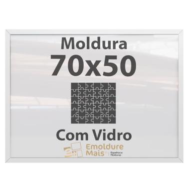 Imagem de Moldura para Quebra Cabeça Cabeca 70x50 1000 peças Com Vidro para Quadro Puzzles Grow cor Branca