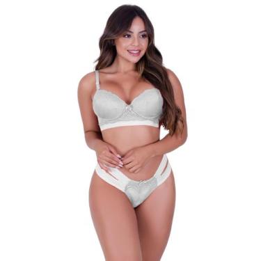 Imagem de Conjunto de Lingerie Luxuoso Sutiã Cropped com Duas Tiras Laterais e C