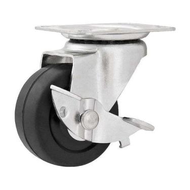 Imagem de Rodízio roda giratório freio borracha preta 2 50mm25kg leve - VONDER