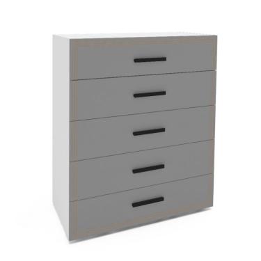 Imagem de Cômoda Valência 5 Gavetas Cinza e Branca