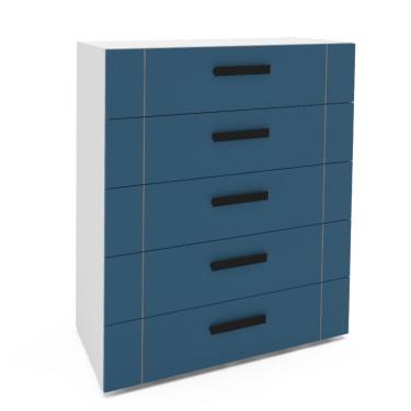 Imagem de Cômoda Lisboa 5 Gavetas Azul e Branca