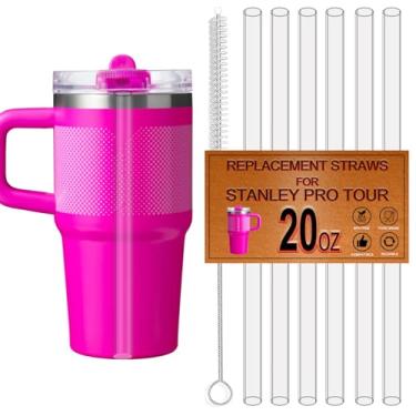 Imagem de Pacote com 6 canudos de substituição para Stanley Quencher Protour Canudos Flip de 590 ml, canudo para copo Stanley Pro Tour de 590 ml, reutilizável, seguro para lava-louças, seguro para alimentos