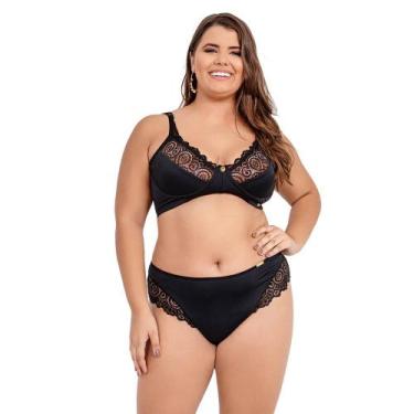 Imagem de Conjunto Plus Size Betânia IMI Lingerie Sem Bojo Em Microfibra E Renda