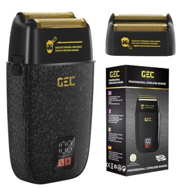 Imagem de GEC Barbeador elétrico 2 em 1, barbeador recarregável com visor LED, aparador de barba masculino para produtos de beleza facial, corte de cabelo de cabeça careca, corpo de metal