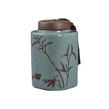 Imagem de Lata de Chá Vasilha de chá de cerâmica com padrão de crepitação Frasco de armazenamento de chá de folha solta pequeno Viagens ao ar livre vasilha vazia lacrada Lata de Chá