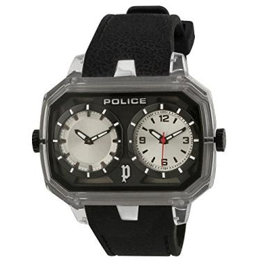 Imagem de Police Relógio masculino PL-13076JPCL/04 Hydra preto duplo bisel de borracha transparente