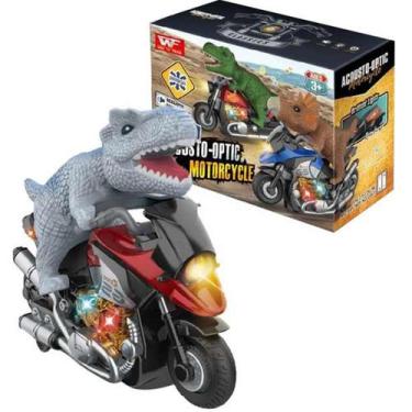 Imagem de Brinquedo Dinossauro Motoqueiro Bate e Volta Luz Som À Pilha - Genéric
