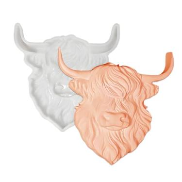 Imagem de Tone Fun Kit de fundição de resina epóxi em forma de cabeça de boi para pendurar na parede, decoração de porta de janela, decoração de escritório em casa, suprimentos de festa (16,5 x 16,2 x 1,6 cm)